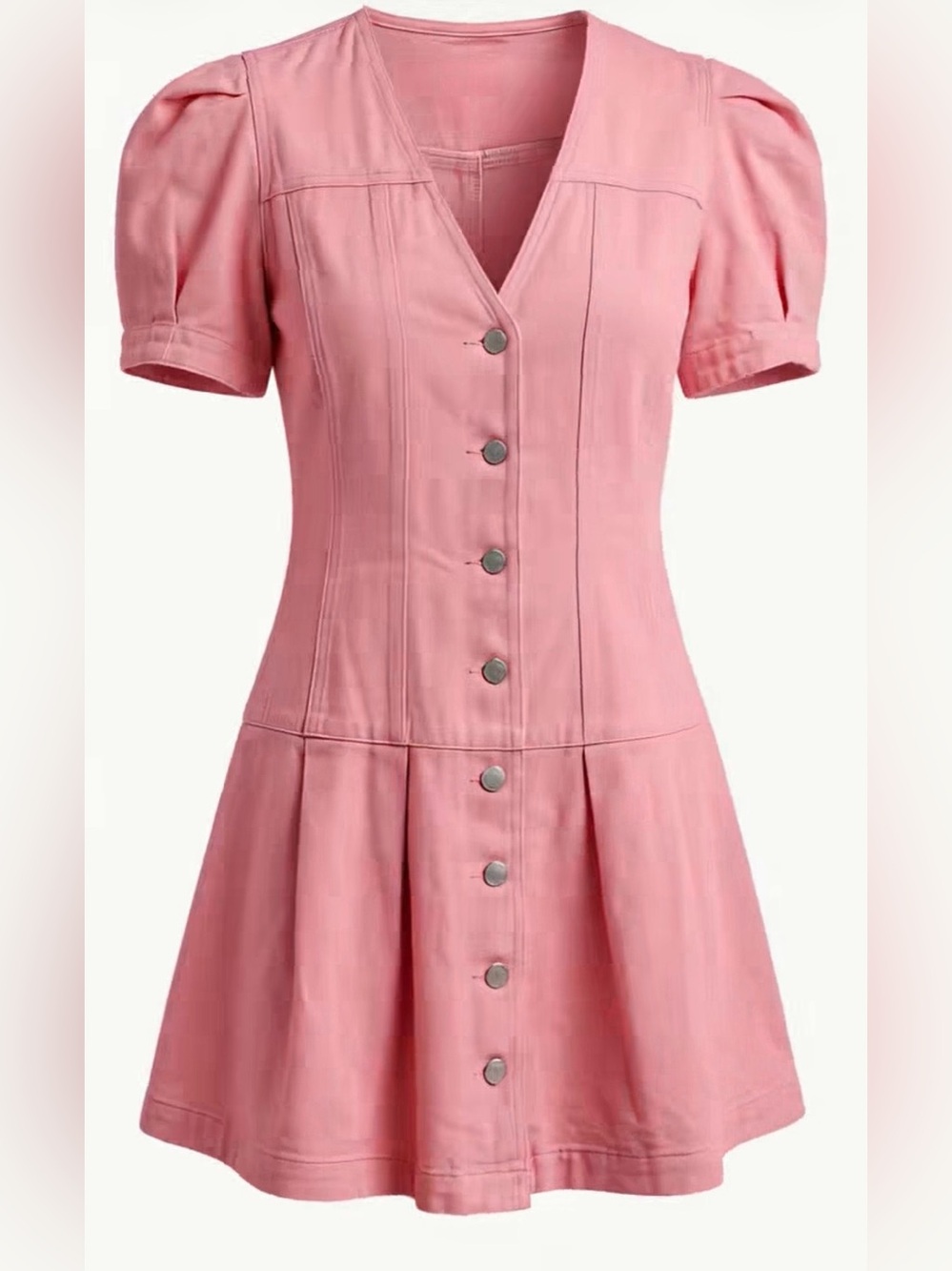 Olivaceous Pink Button-Front Fit & Flare Mini Dress